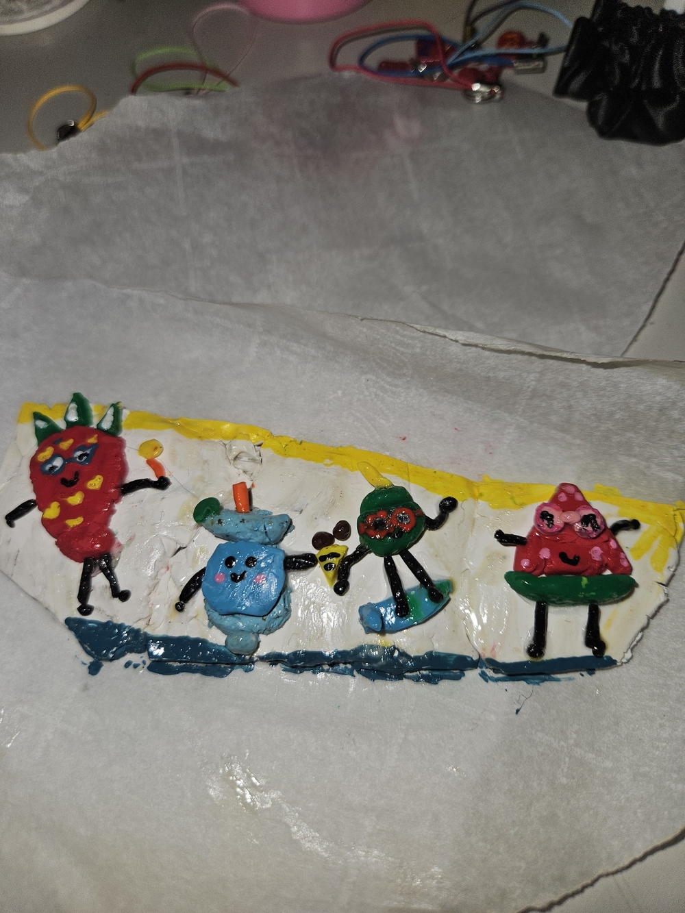 Handpainted Colorful Fruit Characters Wall Art